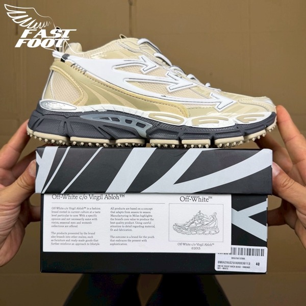 快腳🔎 Off-White BE RIGHT BACK 米黃 慢跑鞋 解構鞋 老爹鞋 超級稀少-細節圖2