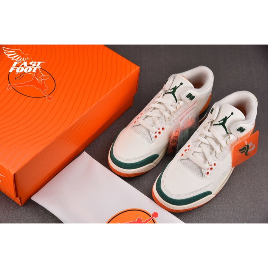 快腳🔎 SoleFly × Nike Air Jordan 3 Retro 白綠橙 籃球鞋 IF4491-100-細節圖3