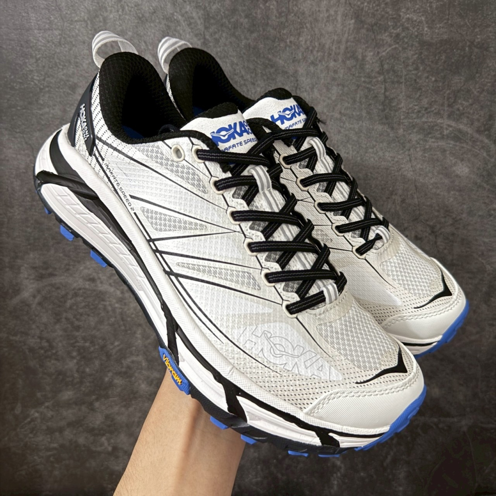 快腳🔎 Hoka One One Mafate Speed 2 白黑藍 旗艦越野鞋 1126851-細節圖3