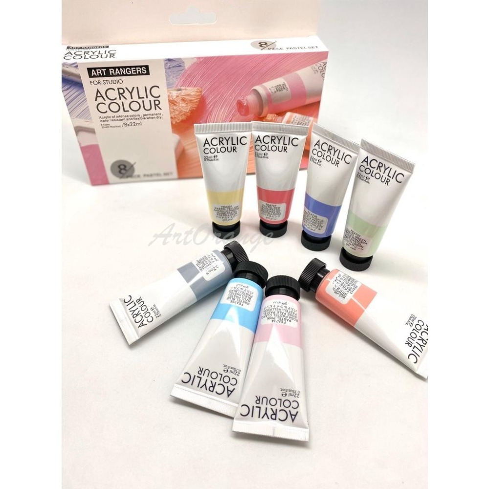 ART RANGER 美邦壓克力顏料 8色x22ml 金蔥色 / 柔光色 / 珍珠色 / 霓虹色-細節圖2