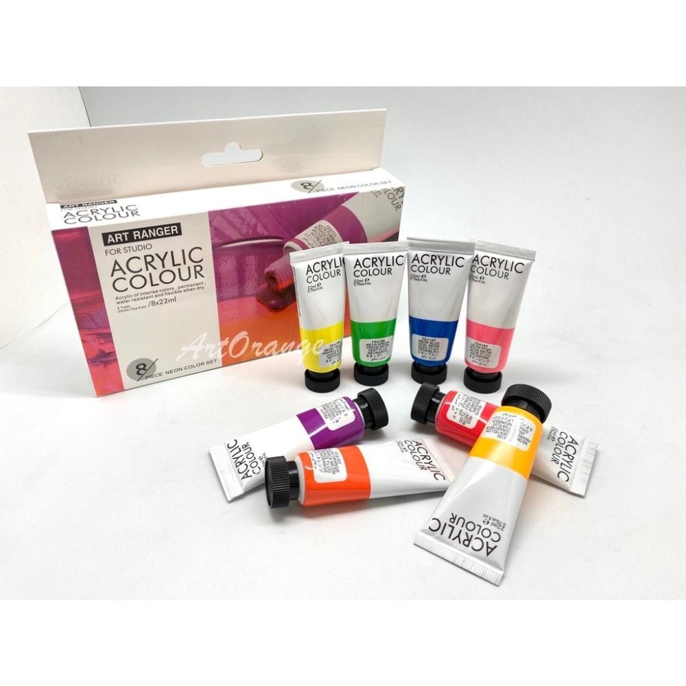 ART RANGER 美邦壓克力顏料 8色x22ml 金蔥色 / 柔光色 / 珍珠色 / 霓虹色-細節圖3