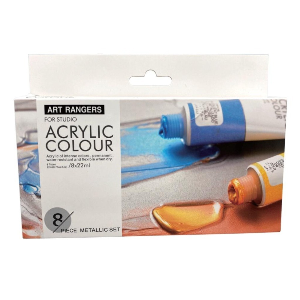 ART RANGER 美邦壓克力顏料 8色x22ml 金蔥色 / 柔光色 / 珍珠色 / 霓虹色-細節圖4