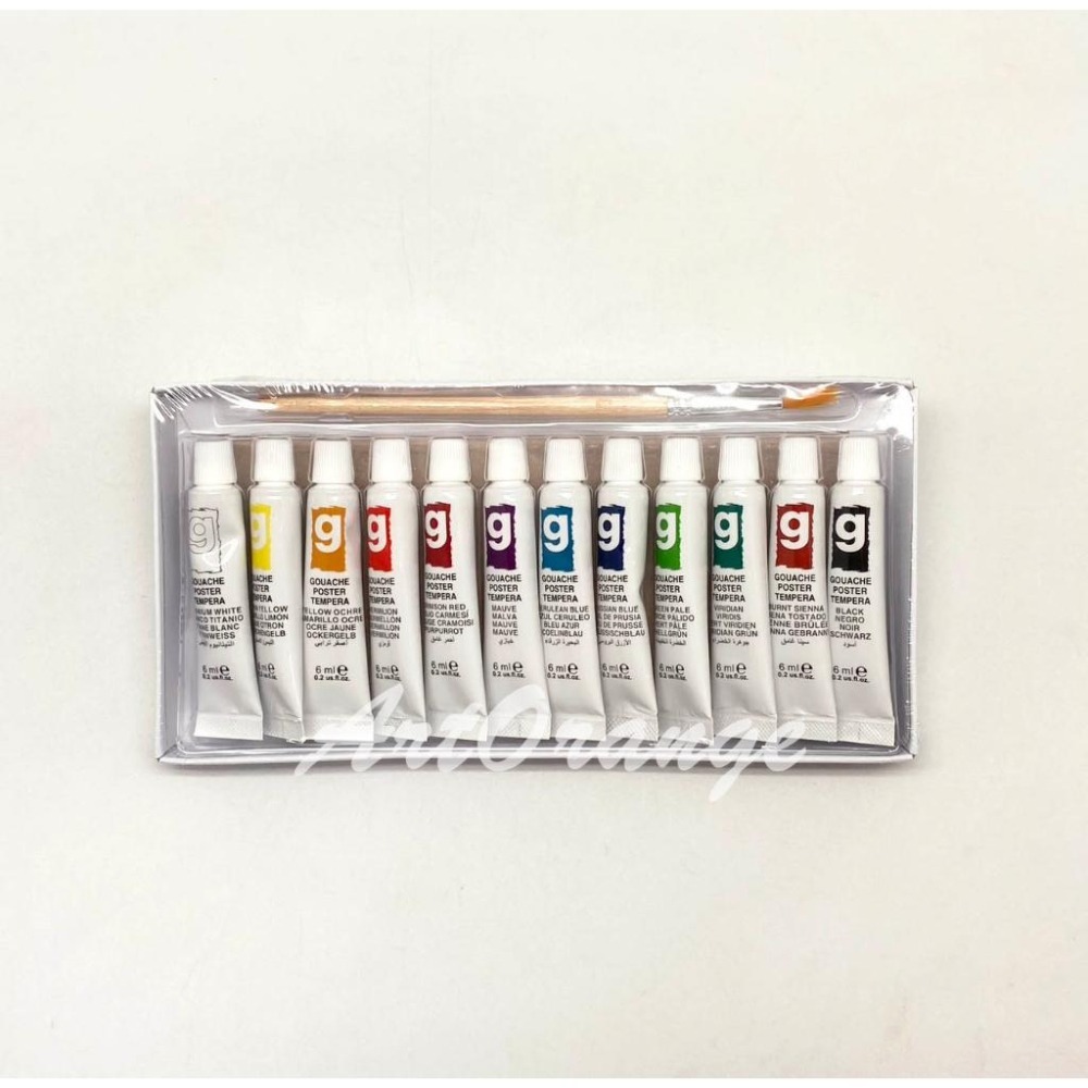 ART RANGERS 美邦壓克力水彩顏料(Gouache) 12色x6ml 不透明水彩 水粉 <附畫筆>-細節圖2