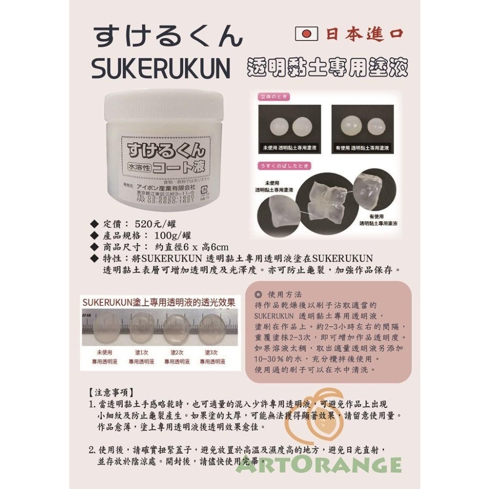 日本進口 SUKERUKUN 透明黏土專用透明液｜作品變透明的秘密 💧｜增加光澤感、預防作品龜裂｜專業創作必備-細節圖2