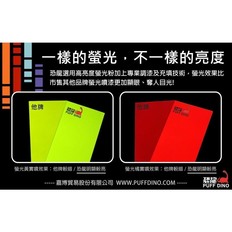 恐龍螢光亮彩噴漆 (4色) 高顯色/超快乾/遮蓋力佳 螢光噴漆 腳踏車改裝DIY 舞台道具 標示漆 安全警示-細節圖3