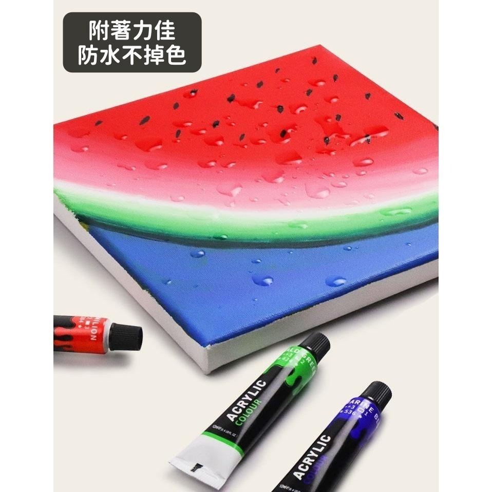 藍珀 LANPO 專業壓克力顏料套組 12色 附畫筆、調色盤 彩繪套裝 壓克力顏料套裝-細節圖7