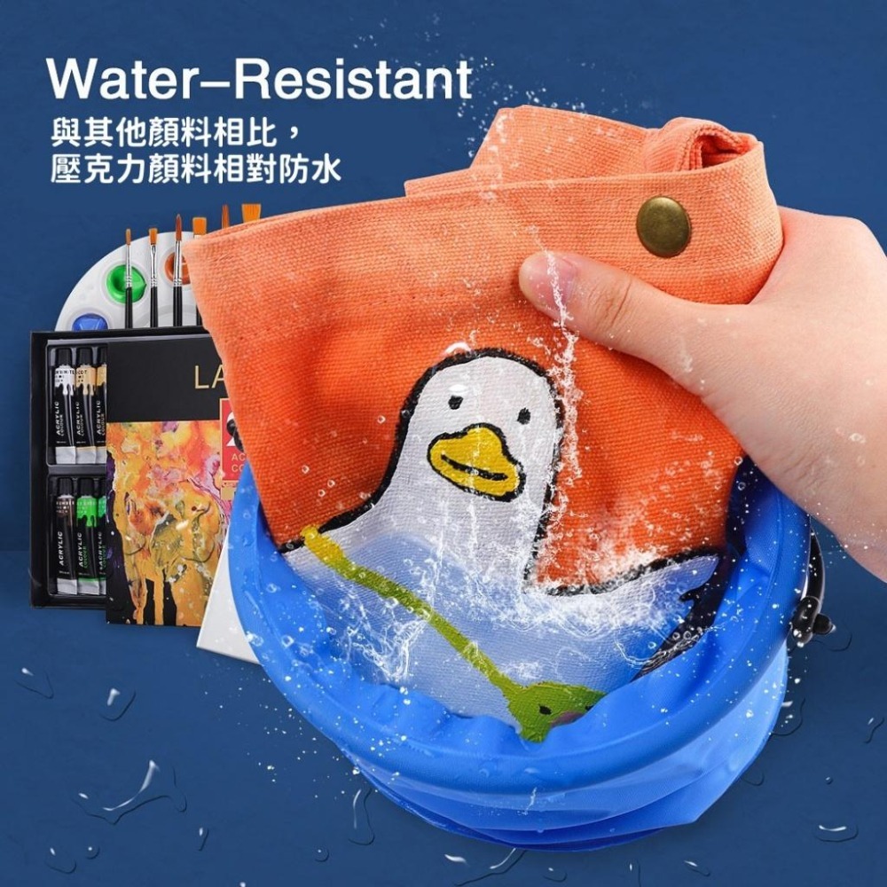 藍珀 LANPO 專業壓克力顏料套組 24色 附畫筆、畫布、調色盤 彩繪套裝 壓克力顏料套裝-細節圖8