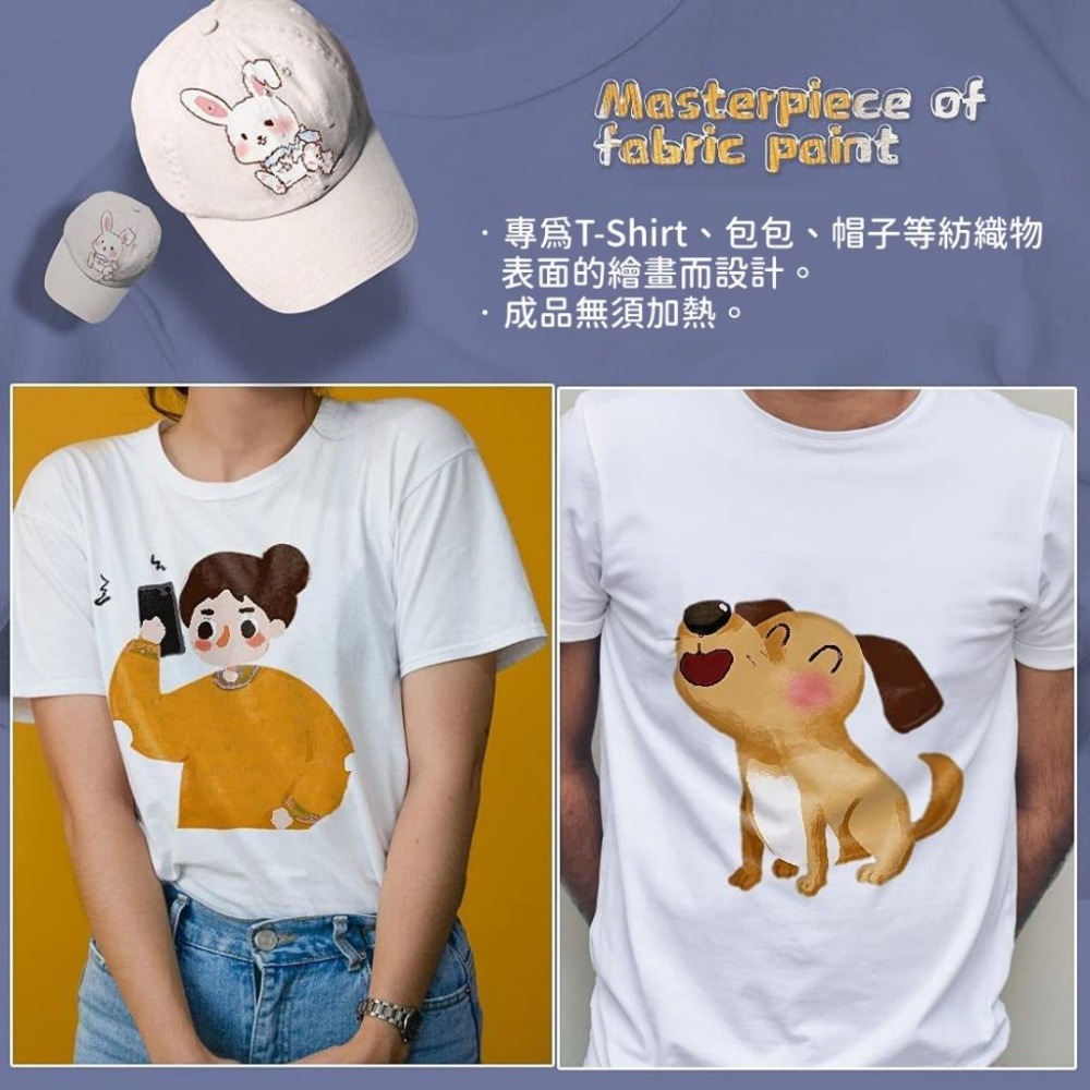 藍珀 LANPO 專業紡織顏料套組12色 附畫筆與調色盤 帆布彩繪 衣物彩繪 鞋面彩繪-細節圖3