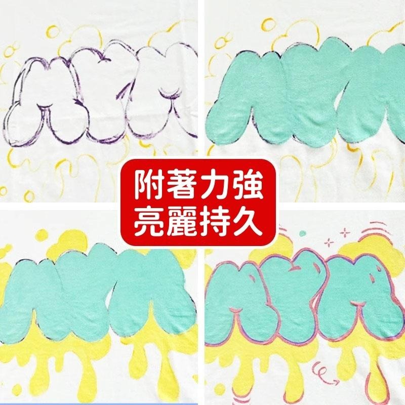 藍珀 LANPO 專業紡織顏料套組12色 附畫筆與調色盤 帆布彩繪 衣物彩繪 鞋面彩繪-細節圖5