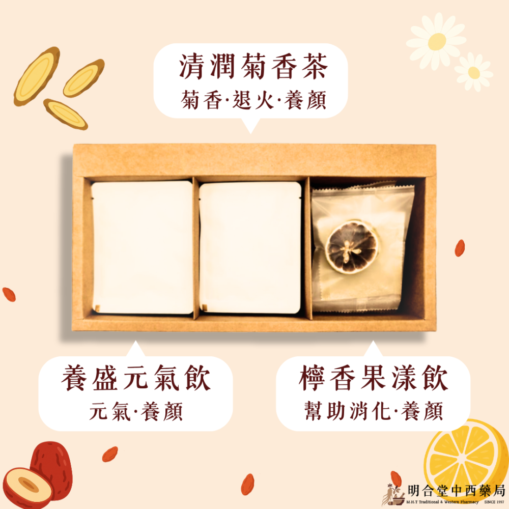 🌿【漢方茶包禮盒-養顏果香】漢方中藥養生茶包|養盛元氣飲+清潤菊香茶+檸樣果香飲|養顏美容·幫助消化·元氣up-細節圖2