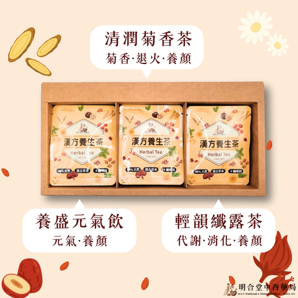 🌿【漢方茶包禮盒-養顏代謝】漢方中藥養生茶包|養盛元氣飲+清潤菊香茶+輕韻纖露茶|養顏美容·促進新陳代謝·營養補給-細節圖2