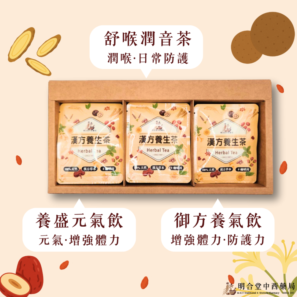 🌿【漢方茶包禮盒-日常守護】漢方中藥養生茶包|養盛元氣飲+舒喉潤音茶+御方養氣飲|增強體力·潤喉·日常防護-細節圖2