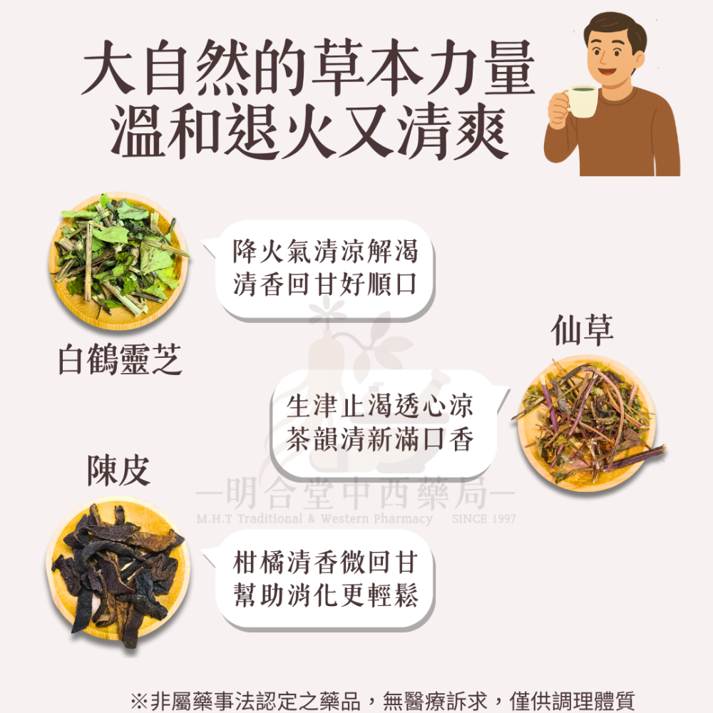 🌿【漢方茶包禮盒-清柑仙露茶】清涼退火|15入|藥師研發|臺灣製|仙草 薄荷 白鶴靈芝等|益甘・退火・生津止渴-細節圖3