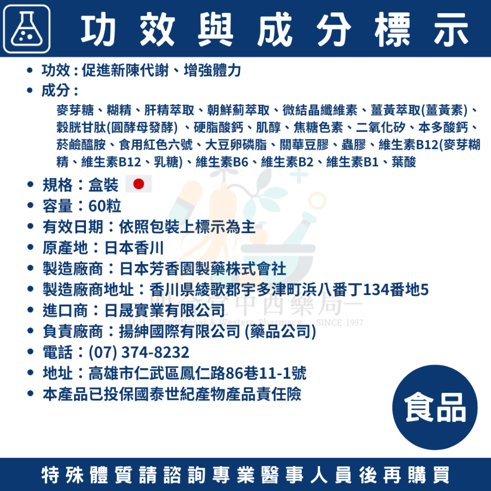 🌟【芳香園 安寶能肝精+GSH腸溶膜衣錠】藥師精選|60粒|日本藥廠製造|薑黃·朝鮮薊·肝精·促進新陳代謝·增強體力-細節圖3