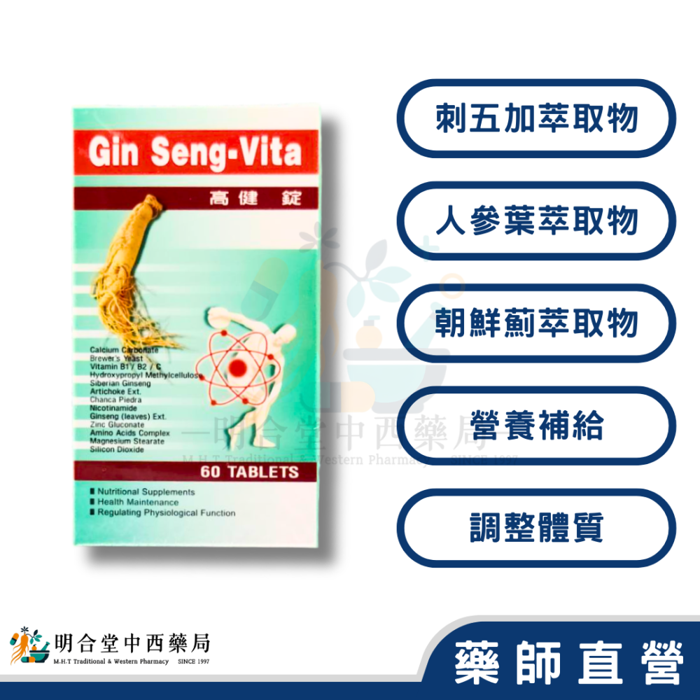 🌟【高健錠】藥師精選|60粒|臺灣製造|B群·刺五加·人參葉·朝鮮薊·營養補給·調整體質-細節圖2
