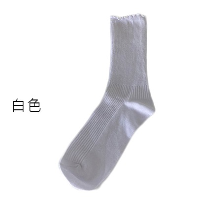 OT SHOP女款襪子 木耳邊 坑條紋 素色 中筒襪 堆堆襪 現貨 M1233-規格圖9
