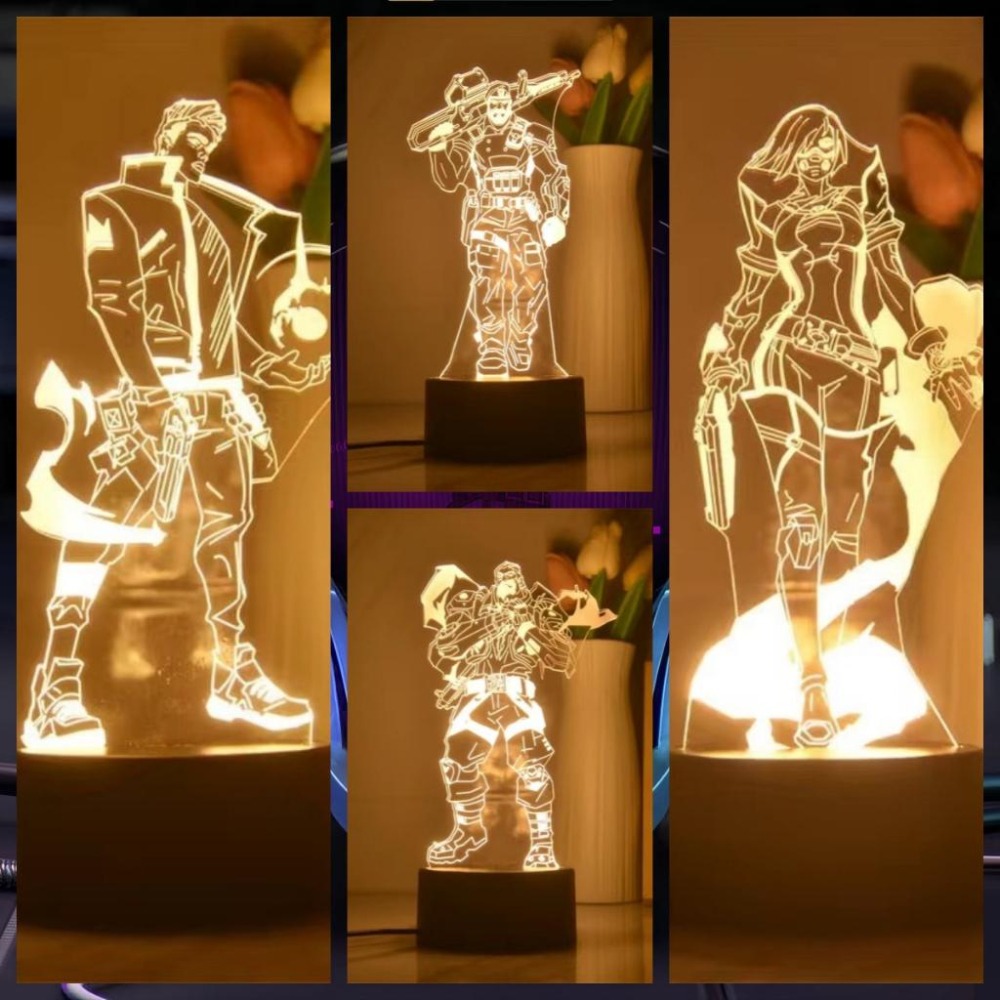 Valorant 特戰英豪 3D立體夜燈 16色RGB 炫彩桌面擺件 遊戲周邊禮物 電競周邊 小夜燈-細節圖9