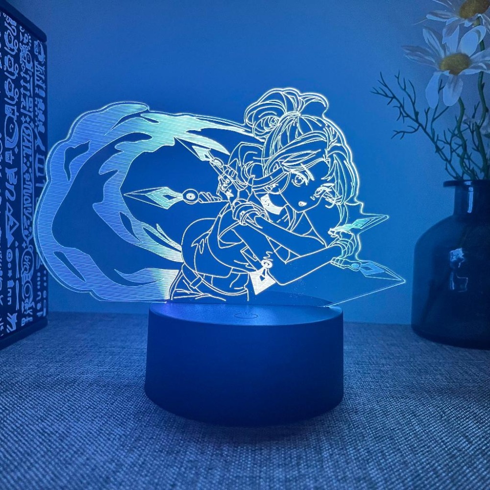 Valorant 特戰英豪 16色高質感RGB 婕提Q版3D繪畫風格 桌上型白色款夜光燈 桌面擺飾-細節圖2