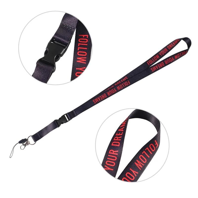 FOLLOW YOUR DREAMS  黑底紅字識別證掛繩  識別證 手機掛繩 證件帶掛繩 證件掛繩 卡套掛繩 證件繩-細節圖2
