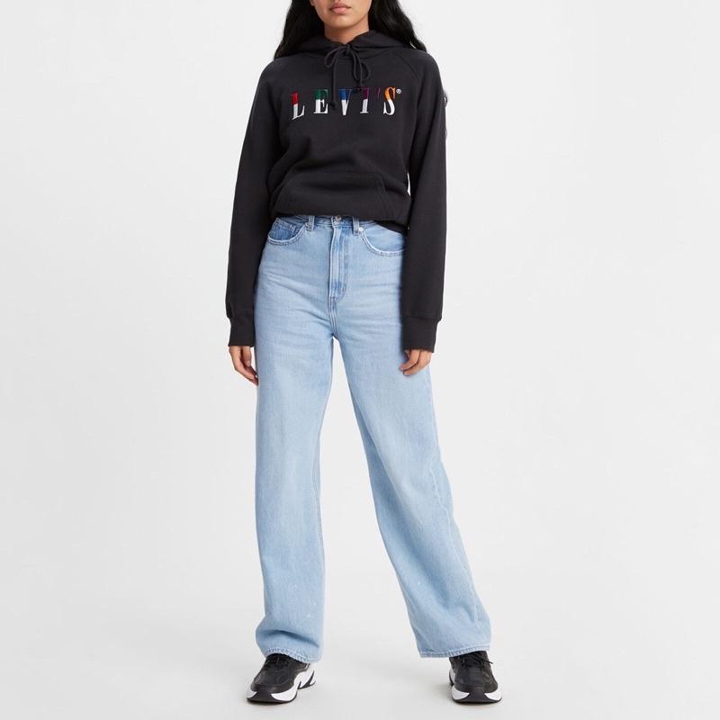 Levis high loose 90復古 淺色水洗彈性高腰寬鬆牛仔褲 29W31L 男女可著-細節圖2