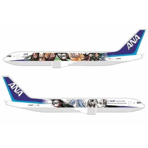 ANA 全日空 B767 鬼滅之刃 B767 第一彈 水之呼吸 炭治郎 擬真飛機造型 3M防水防曬貼紙 尺寸長165mm-細節圖3