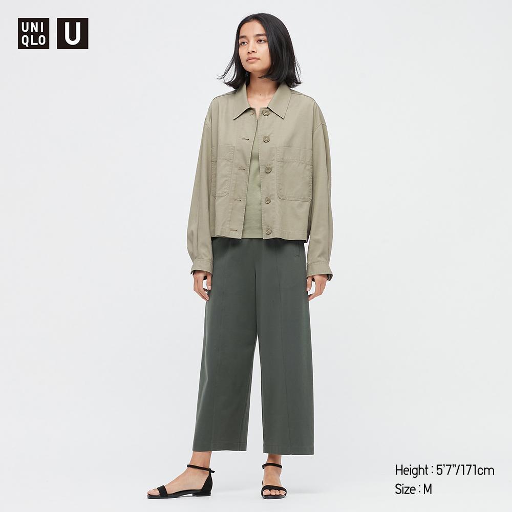 Uniqlo U 2022 女裝 垂墜風 純棉舒適彈性腰圍 Wide-leg Pants寬褲 447539 男女可著-細節圖2