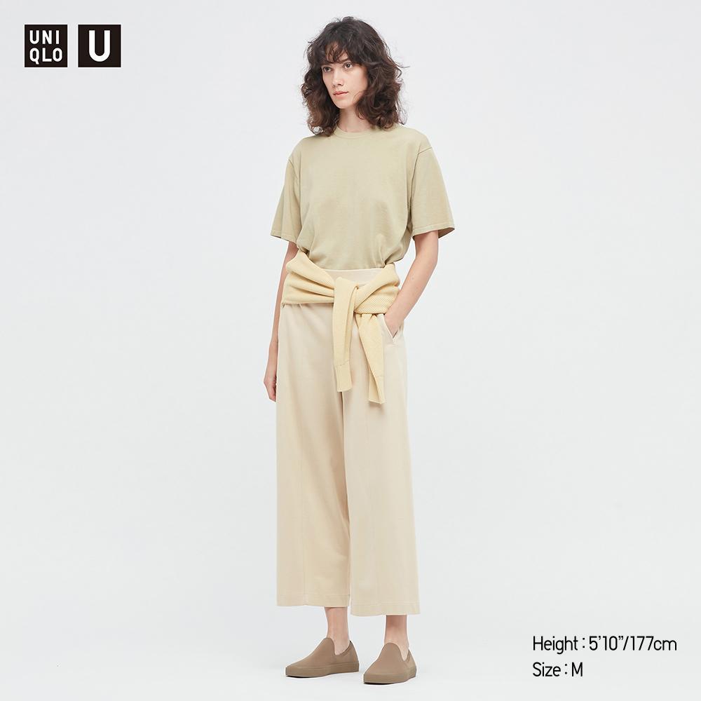 Uniqlo U 2022 女裝 垂墜風 純棉舒適彈性腰圍 Wide-leg Pants寬褲 447539 男女可著-細節圖3