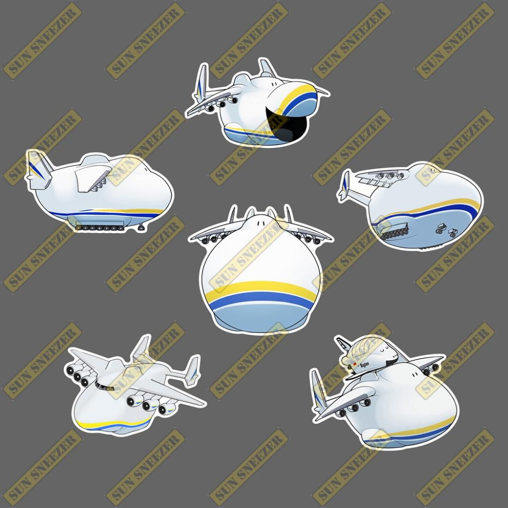 台灣現貨 烏克蘭 運輸機 AN-225 夢想號 Mriya 安托諾夫 Q版 飛機造型 防水3M貼紙 尺寸88*64mm-細節圖2