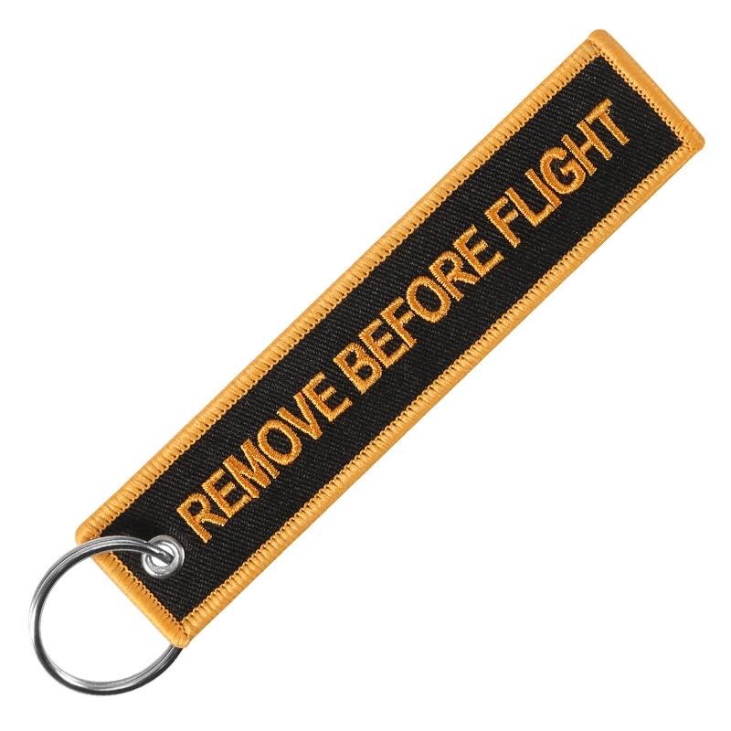 Remove before flight 黑底橘邊 刺繡鑰匙圈 飛行前拆除-細節圖3