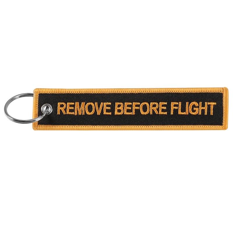 Remove before flight 黑底橘邊 刺繡鑰匙圈 飛行前拆除-細節圖4