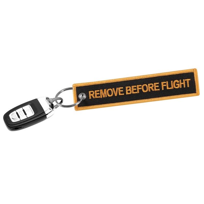 Remove before flight 黑底橘邊 刺繡鑰匙圈 飛行前拆除-細節圖5