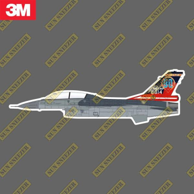 中華民國空軍 雙座 F-16 814空戰勝利80週年紀念彩繪機 ROCAF 擬真軍機3M貼紙 尺寸165mm