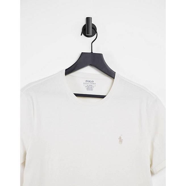 Polo Ralph Lauren 復古奶油色 圓領短袖  t-shirt  男生 S號 刺繡LOGO-細節圖4