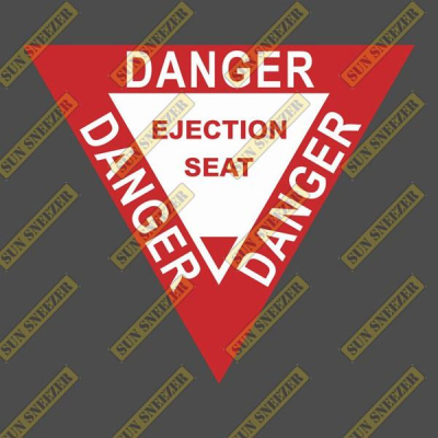 危險 彈射椅 三角形按鈕 紅白 航空防水3M貼紙 尺寸高88寬85MM