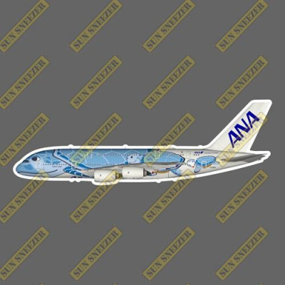 ANA 全日空 A380 藍色海龜 擬真民航機 3M貼紙 尺寸長165 mm