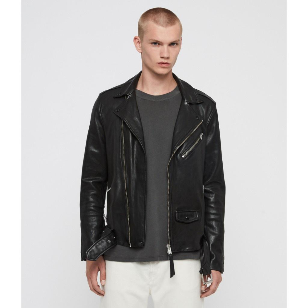 英國官網購入AllSaints Roundhouse Leather Biker Jacket 真皮機車夾克 XS 現貨-細節圖2