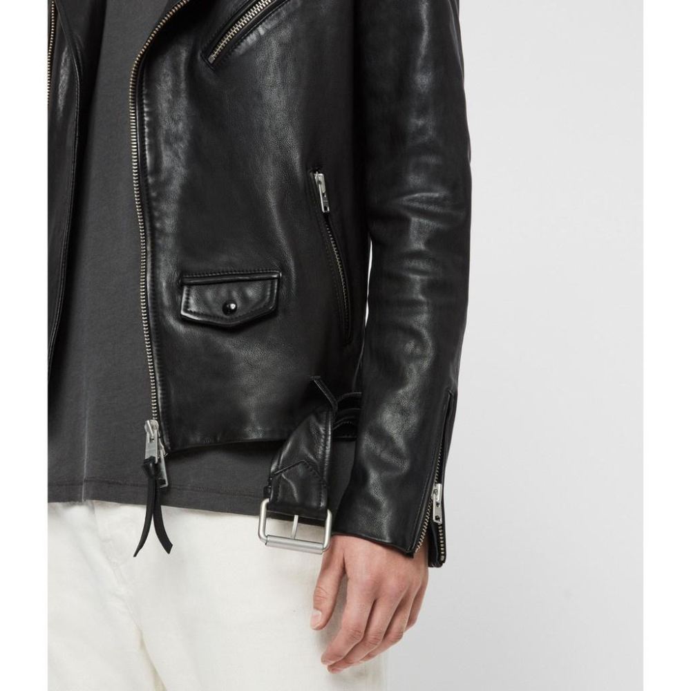 英國官網購入AllSaints Roundhouse Leather Biker Jacket 真皮機車夾克 XS 現貨-細節圖5