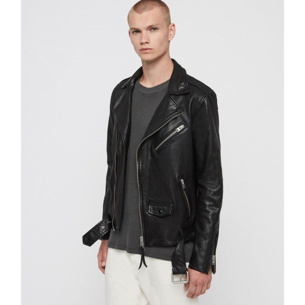 英國官網購入AllSaints Roundhouse Leather Biker Jacket 真皮機車夾克 XS 現貨-細節圖6