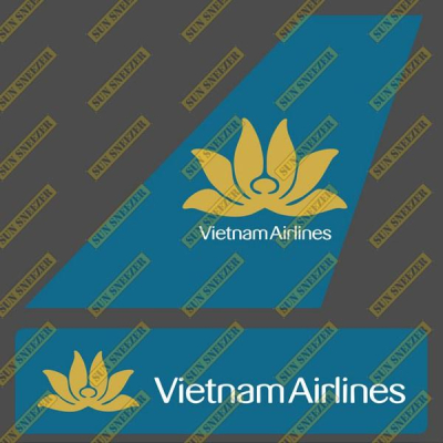 越南航空 Vietnam Airlines 垂直尾翼 3M貼紙 尺寸上63x86 下 23x90mm