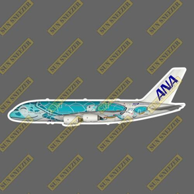 ANA 全日空 A380 綠色海龜 擬真民航機 3M貼紙 尺寸長165 mm