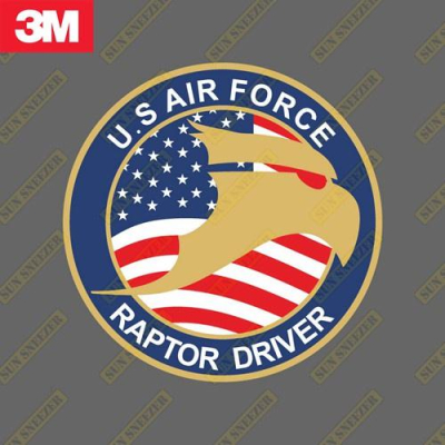美國空軍 美國國旗 F-22 圓形徽章 防水3M貼紙 尺寸88MM