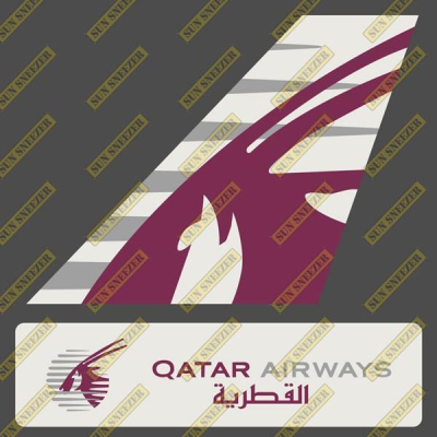 卡達航空 大LOGO Qatar Airways 垂直尾翼 3M貼紙 尺寸上63x86 下 23x90mm
