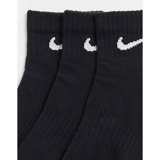Nike Training 3 件裝黑色 Swoosh 日常緩衝 羅紋 踝襪 襪子 男生 L號 US8-11-細節圖3