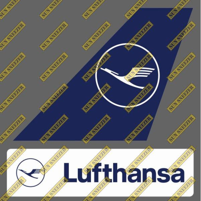 漢莎航空 Lufthansa 垂直尾翼 3M貼紙 尺寸上63x86 下 23x90mm