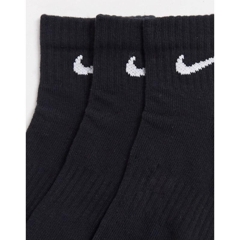 Nike swoosh logo刺繡 休閒運動襪子 三入組 踝襪 低筒襪 黑色 男 L號-細節圖2