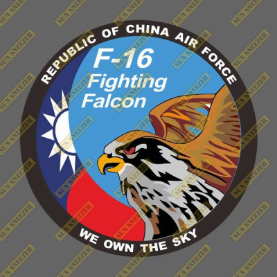 中華民國空軍 ROCAF F-16 飛行員臂章 徽章 3M貼紙 尺寸88MM