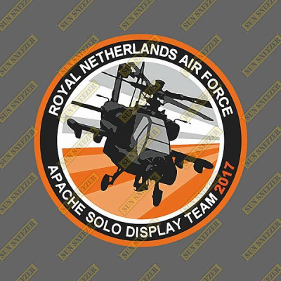 荷蘭皇家空軍 阿帕契表演中隊 2017年 圓形徽章 3M防曬防水貼紙 尺寸88mm