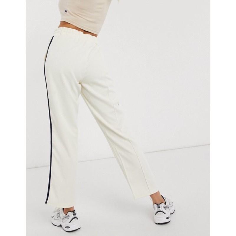 Russell Athletic 抽繩條紋休閒運動褲 藍色條紋 米白色 S號 現貨in cream-細節圖3