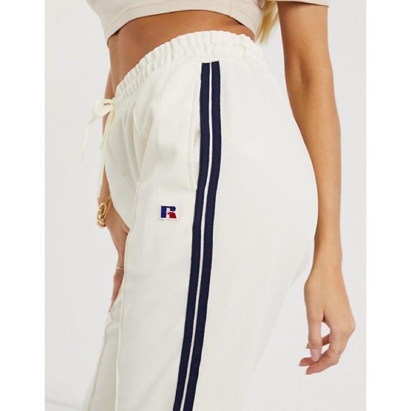 Russell Athletic 抽繩條紋休閒運動褲 藍色條紋 米白色 S號 現貨in cream-細節圖4