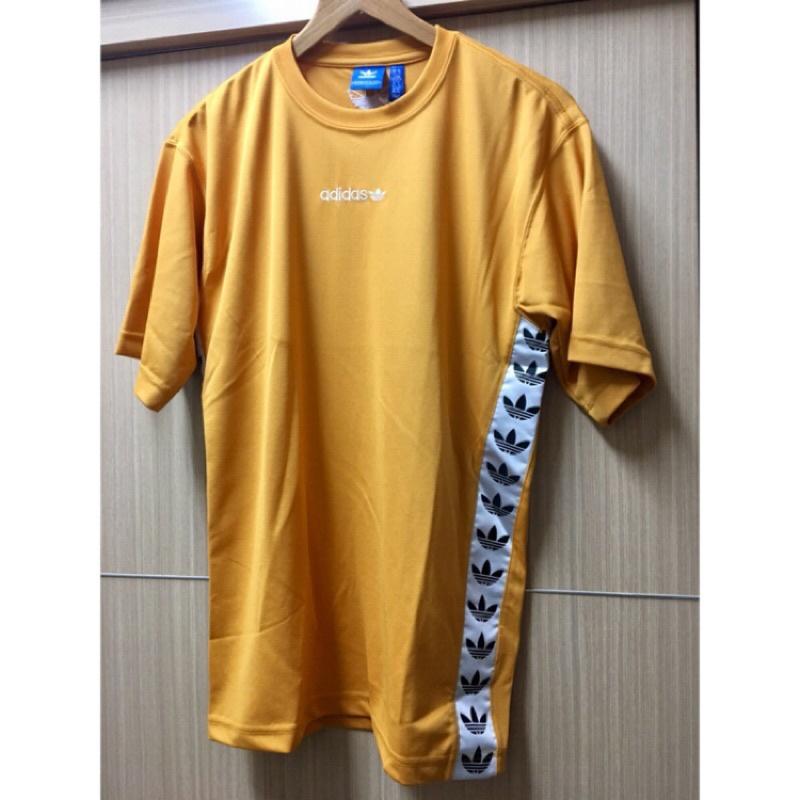 SS adidas Originals Tnt Yellow 愛迪達 三葉草 側邊LOGO 落肩 芥末黃短袖-細節圖2